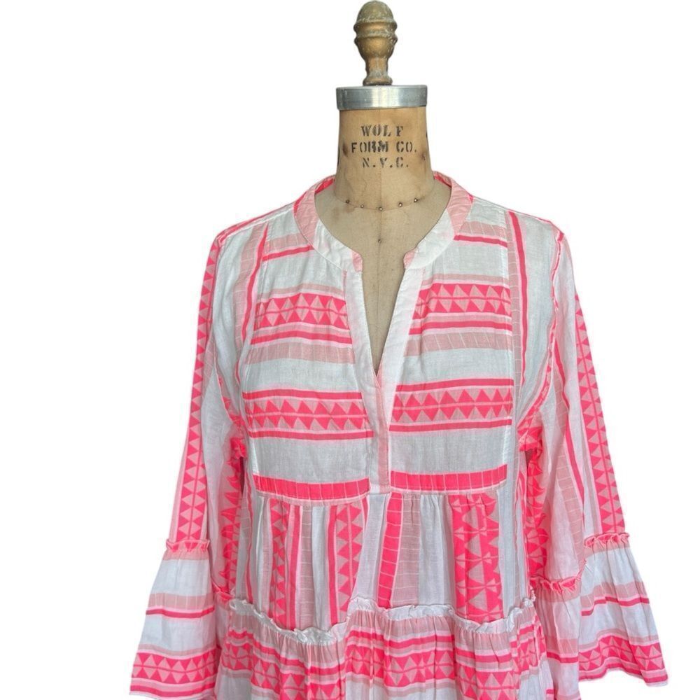 ELAN Pink & White Geometric Tunic Dress - Size Large - Picture 4 of 12
